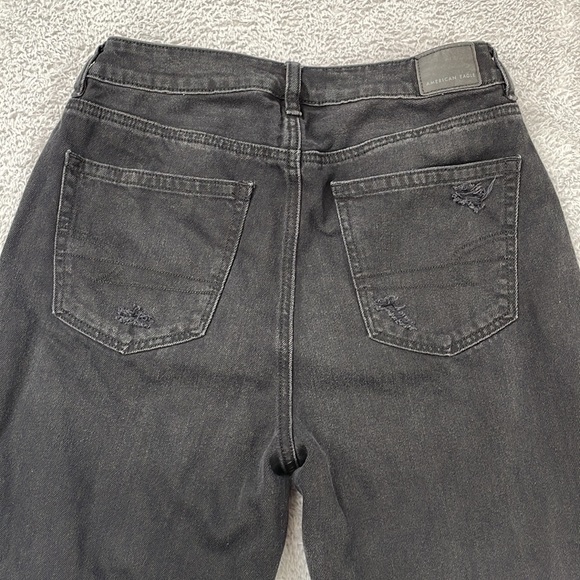 American Eagle Jeans Womens 8 Mom Straight High Rise Distressed Holes Zip Fly - Picture 9 of 16